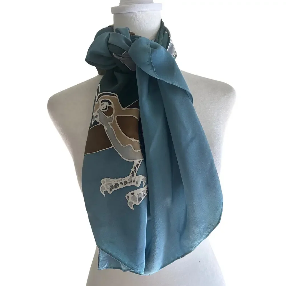 Deboragh McDonnell Signed Silk Scarf Hand Painted Birds 36x36 Designer Art Wrap